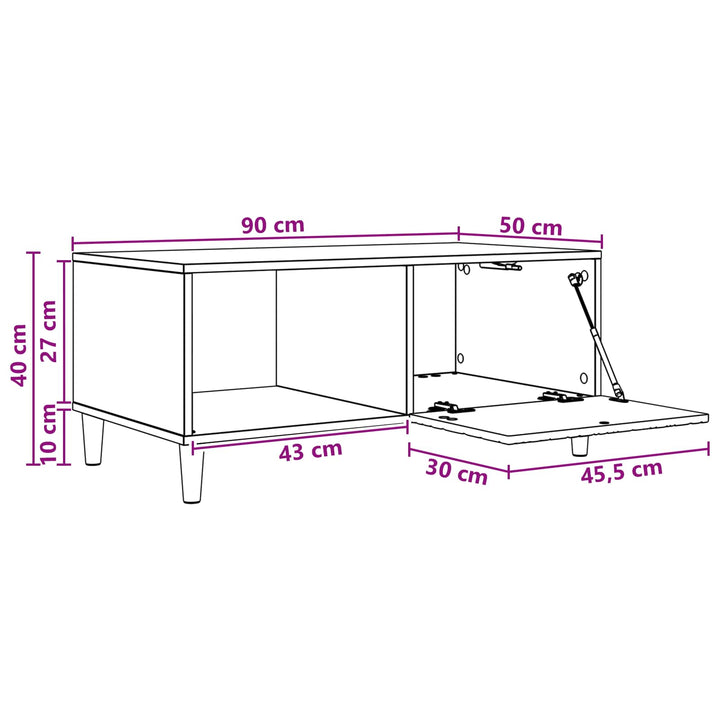 Kaffeebord Vit 90 X 50 X 40 Cm Konstruerat Trä