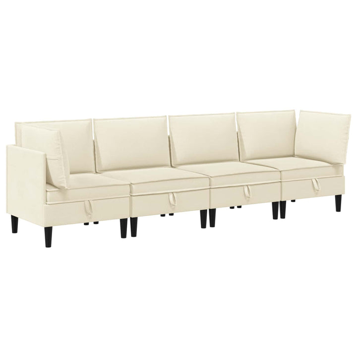 Möbelset För Vardagsrummet 4 Pcs Gräddvit Tyg