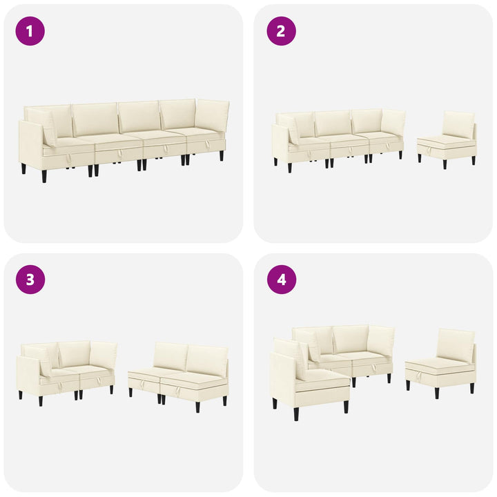 Möbelset För Vardagsrummet 4 Pcs Gräddvit Tyg