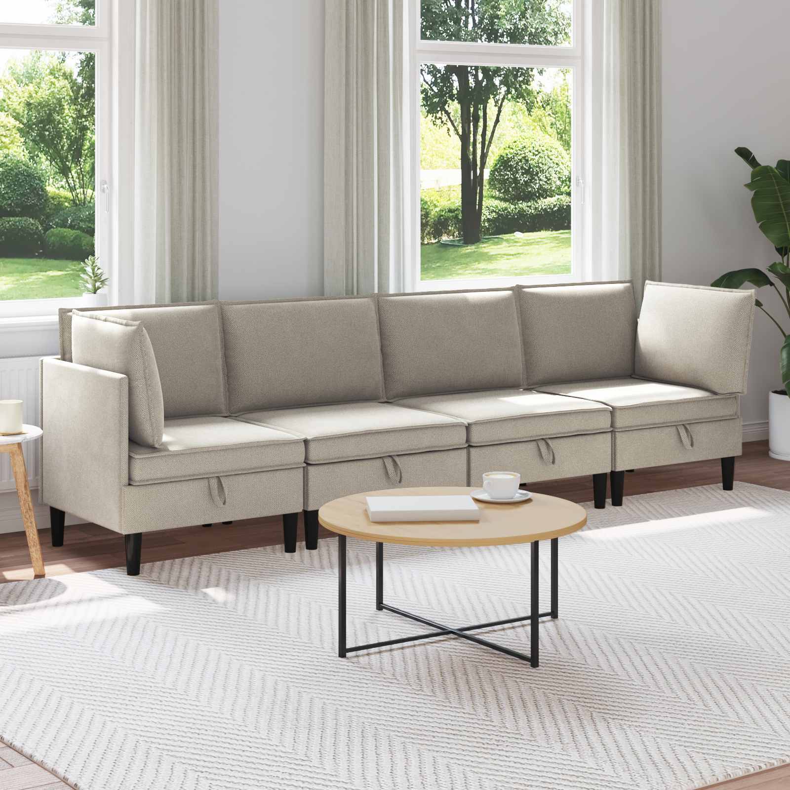 Möbelset För Vardagsrummet 4 Pcs Havre Tyg