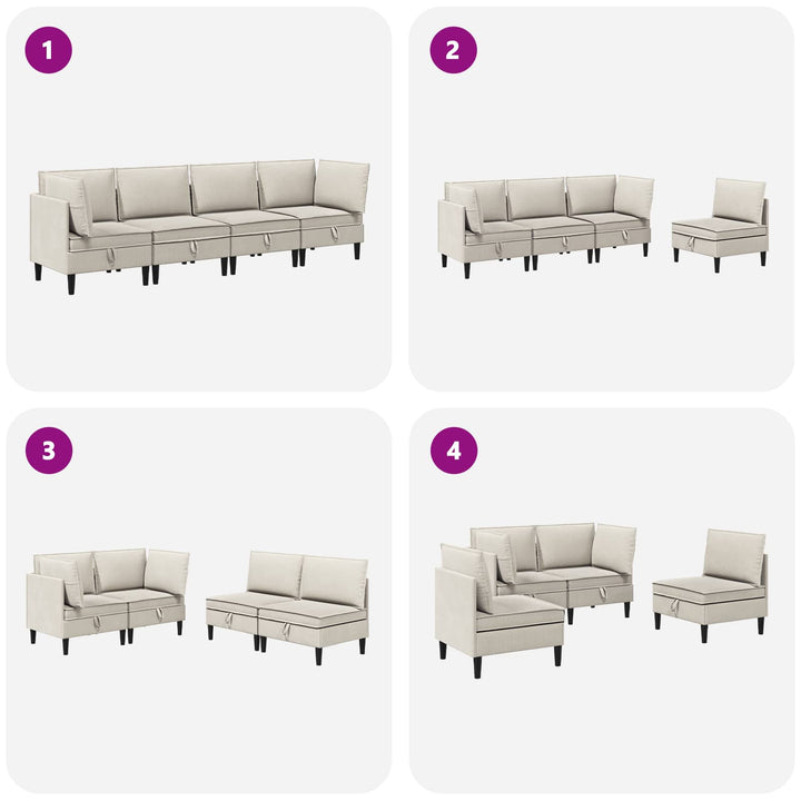Möbelset För Vardagsrummet 4 Pcs Havre Tyg