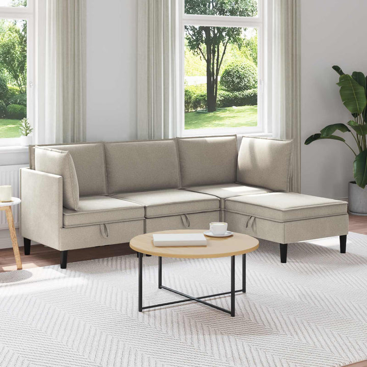 Möbelset För Vardagsrummet 4 Pcs Havre Tyg