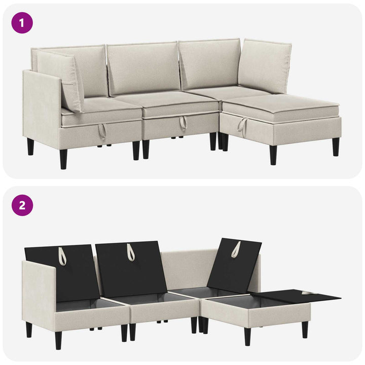 Möbelset För Vardagsrummet 4 Pcs Havre Tyg