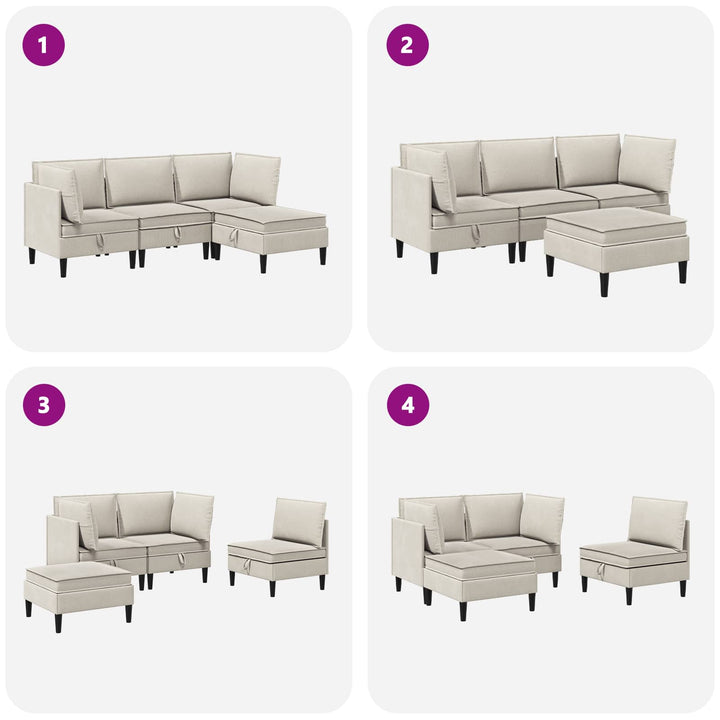 Möbelset För Vardagsrummet 4 Pcs Havre Tyg