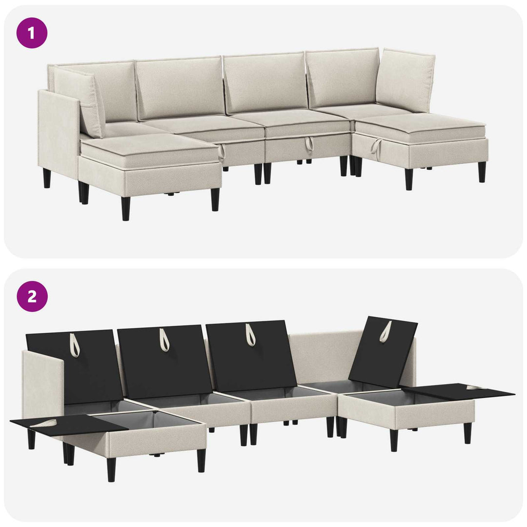 Möbelset För Vardagsrummet 6 Pcs Havre Tyg