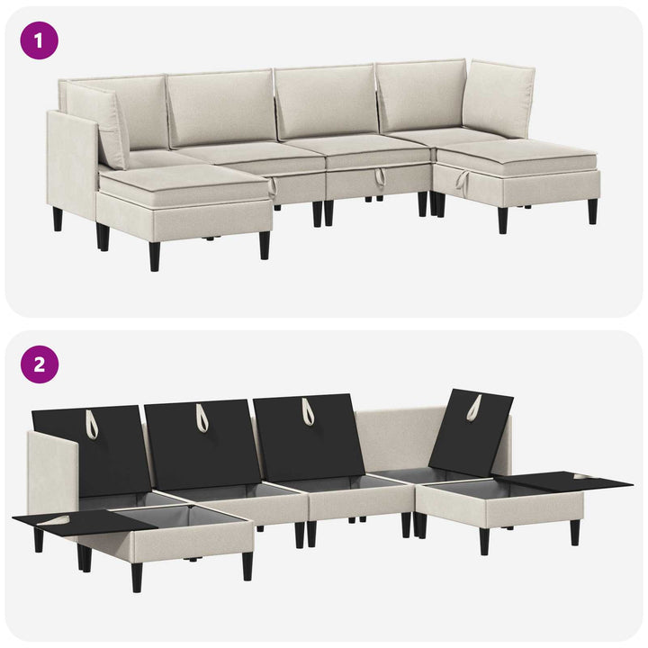 Möbelset För Vardagsrummet 6 Pcs Havre Tyg