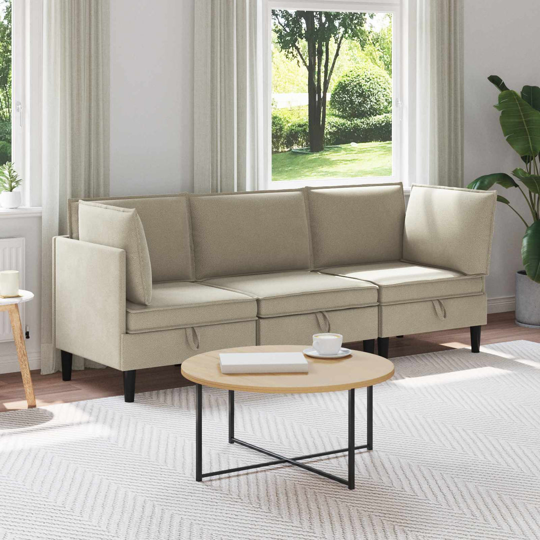 Möbelset För Vardagsrummet 3 Pcs Sand Tyg