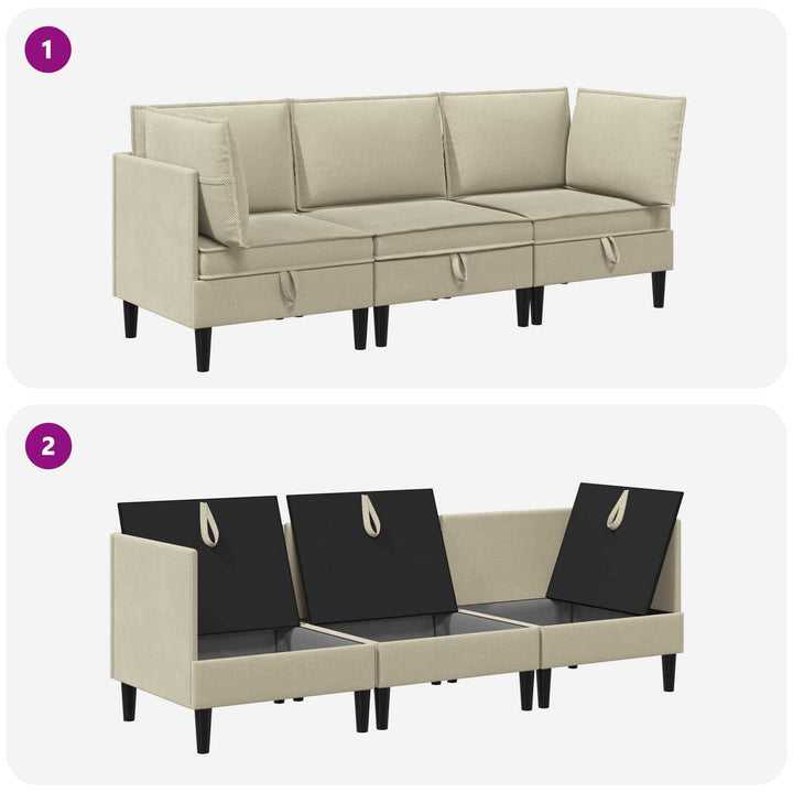 Möbelset För Vardagsrummet 3 Pcs Sand Tyg