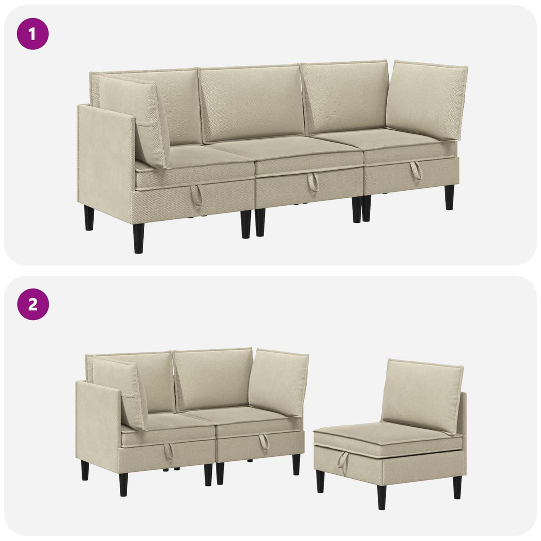 Möbelset För Vardagsrummet 3 Pcs Sand Tyg