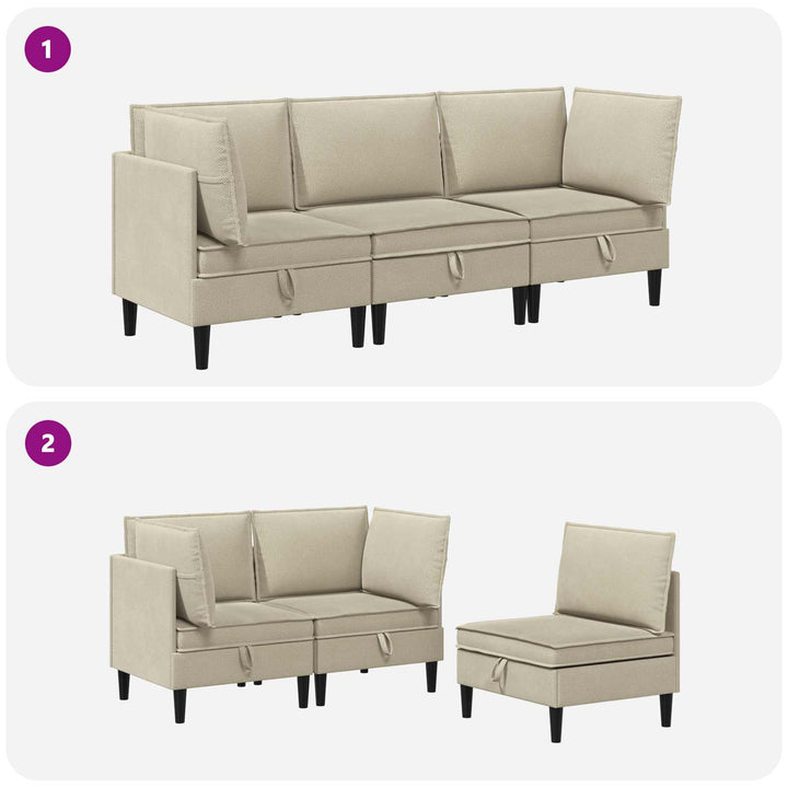 Möbelset För Vardagsrummet 3 Pcs Sand Tyg