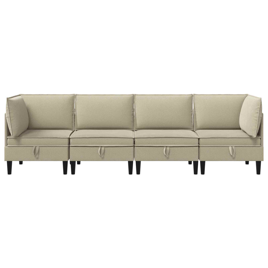 Möbelset För Vardagsrummet 4 Pcs Sand Tyg