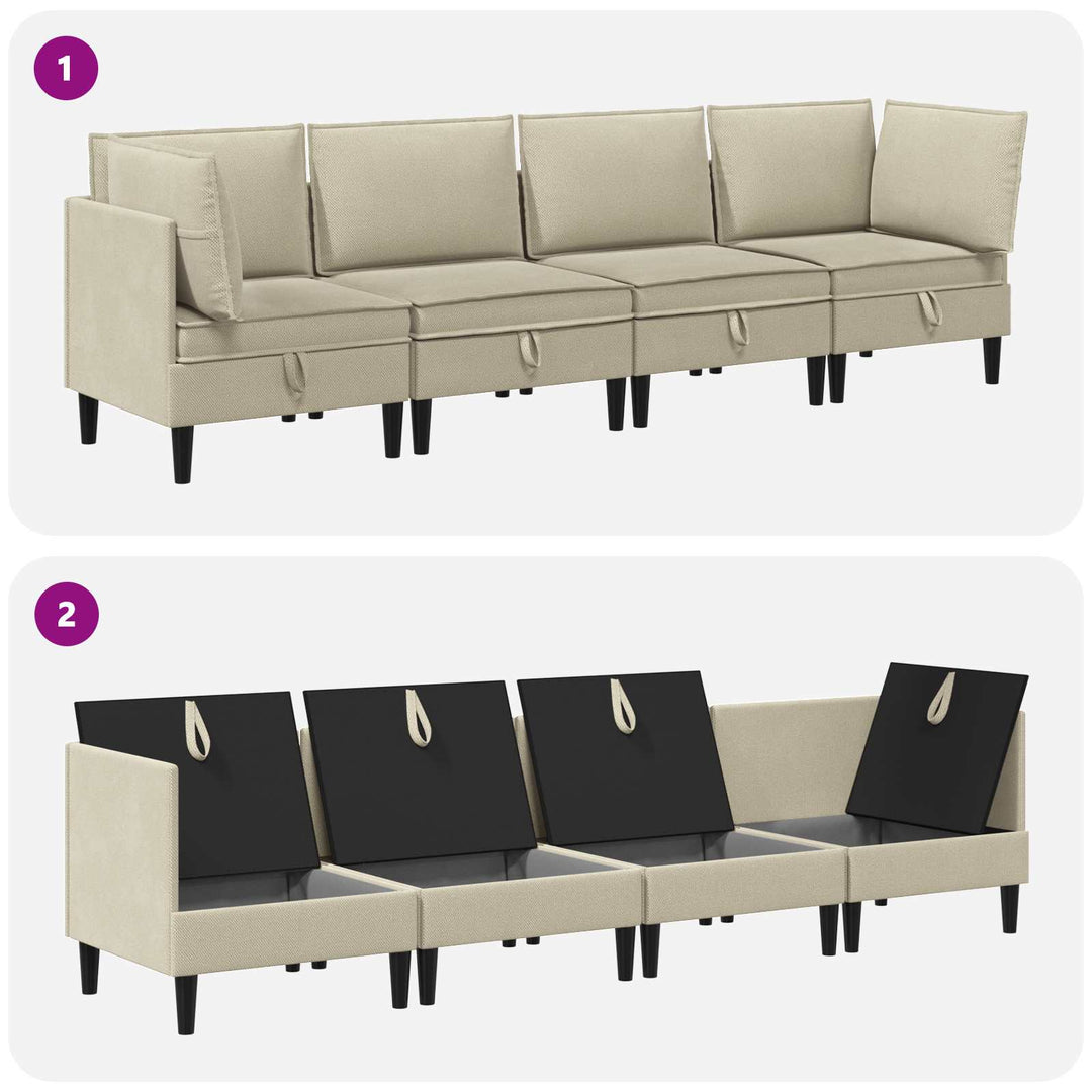 Möbelset För Vardagsrummet 4 Pcs Sand Tyg