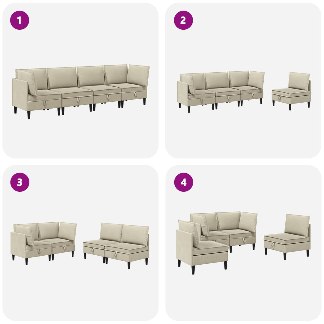 Möbelset För Vardagsrummet 4 Pcs Sand Tyg