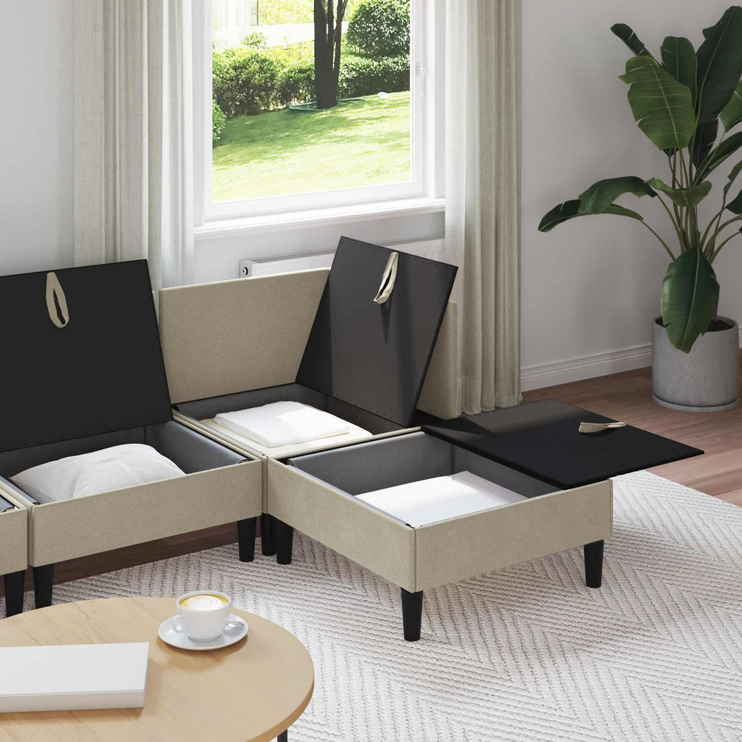 Möbelset För Vardagsrummet 4 Pcs Sand Tyg