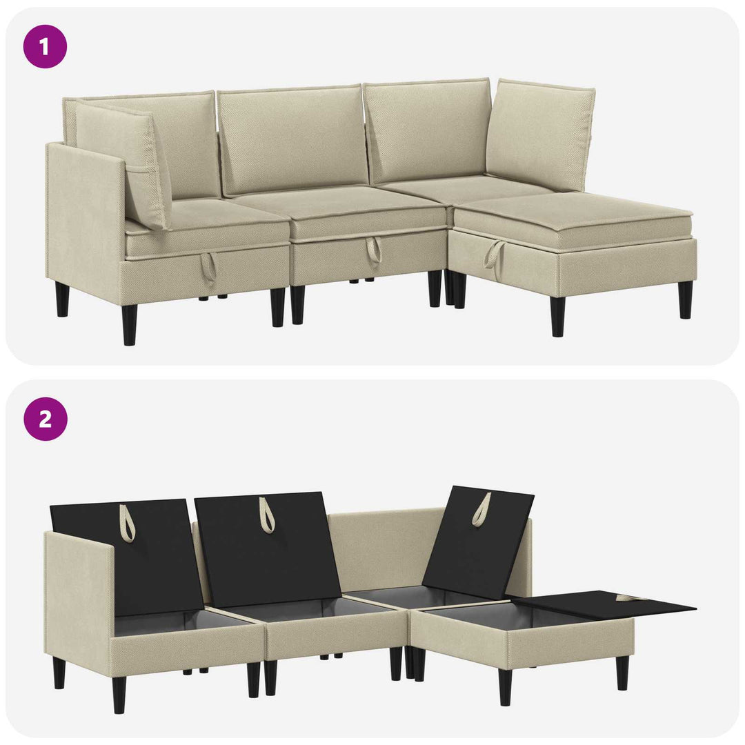 Möbelset För Vardagsrummet 4 Pcs Sand Tyg