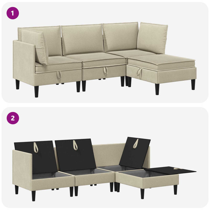 Möbelset För Vardagsrummet 4 Pcs Sand Tyg