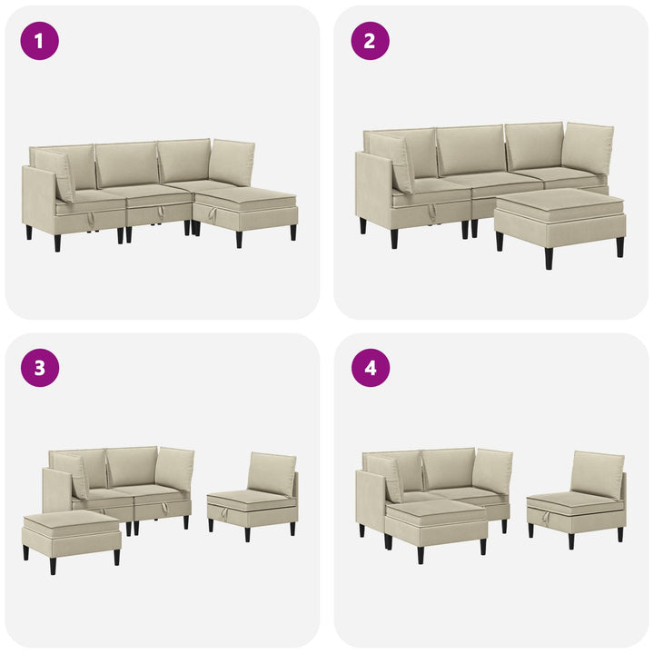 Möbelset För Vardagsrummet 4 Pcs Sand Tyg