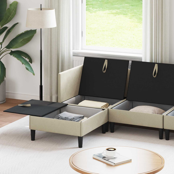 Möbelset För Vardagsrummet 6 Pcs Sand Tyg
