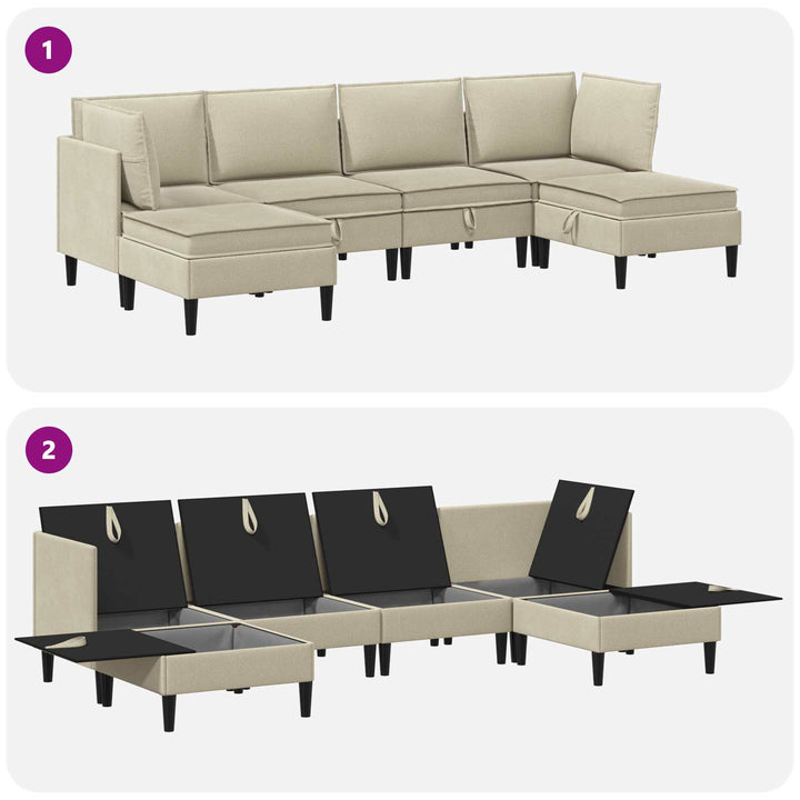 Möbelset För Vardagsrummet 6 Pcs Sand Tyg