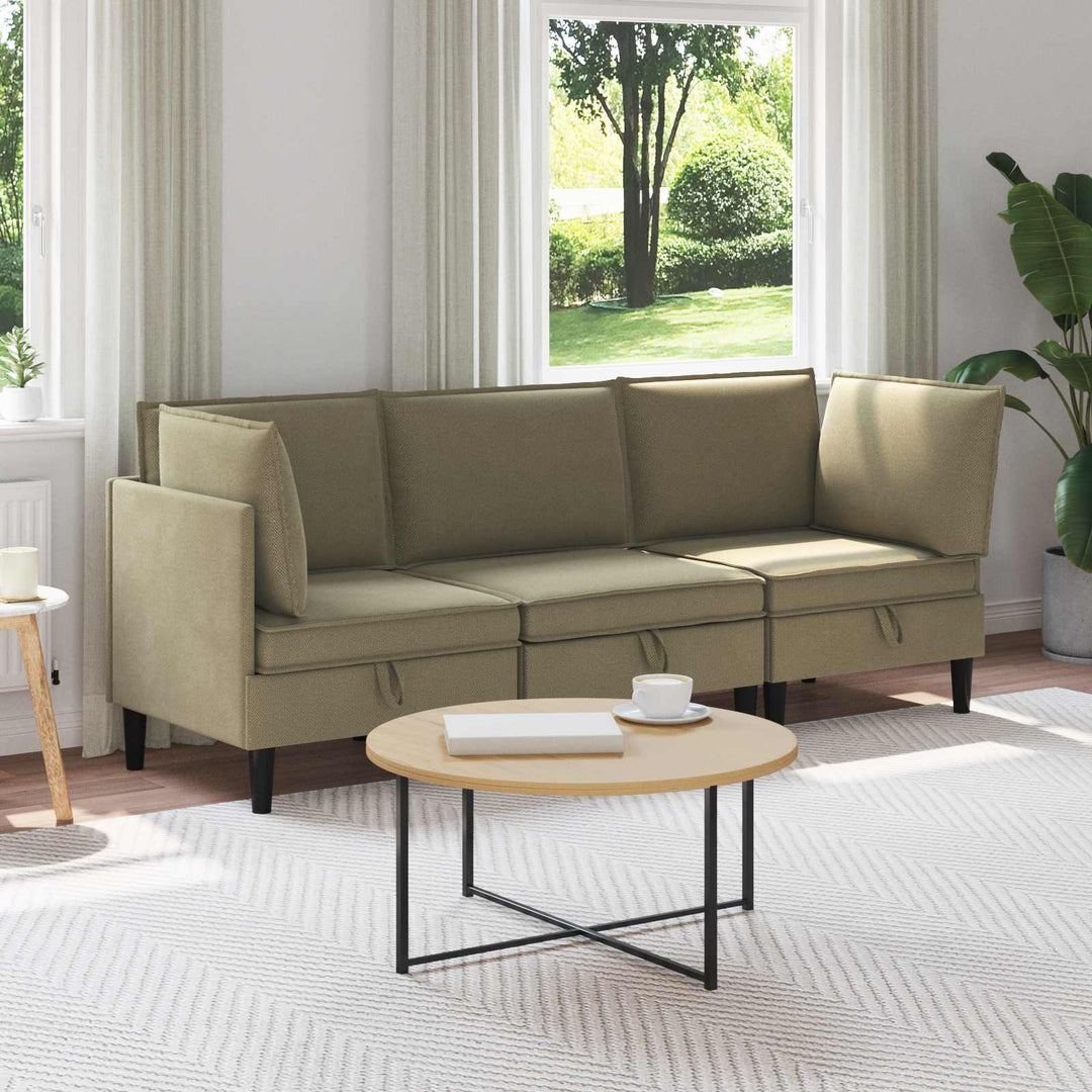 Möbelset För Vardagsrummet 3 Pcs Kaki Tyg