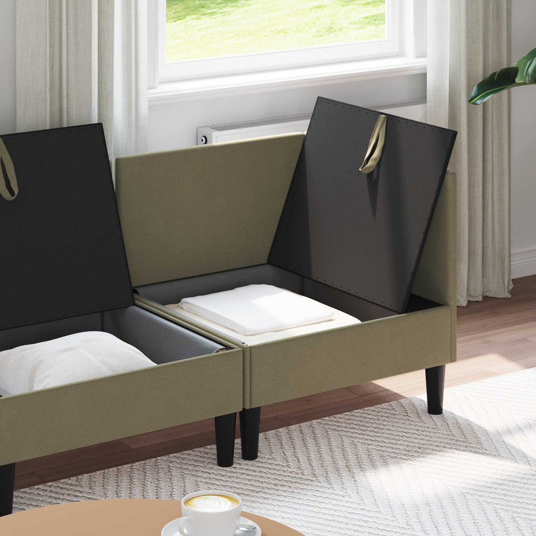 Möbelset För Vardagsrummet 3 Pcs Kaki Tyg