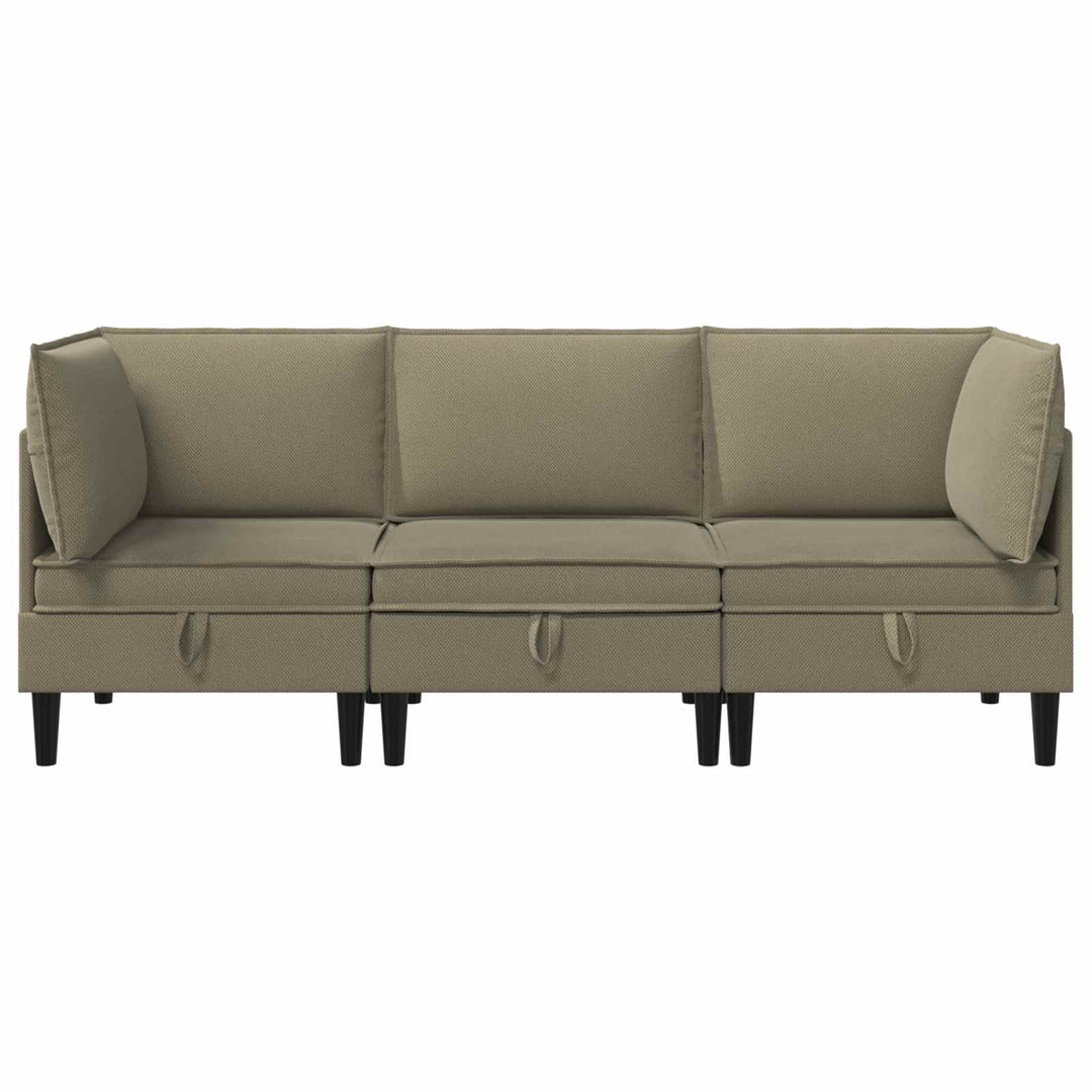 Möbelset För Vardagsrummet 3 Pcs Kaki Tyg