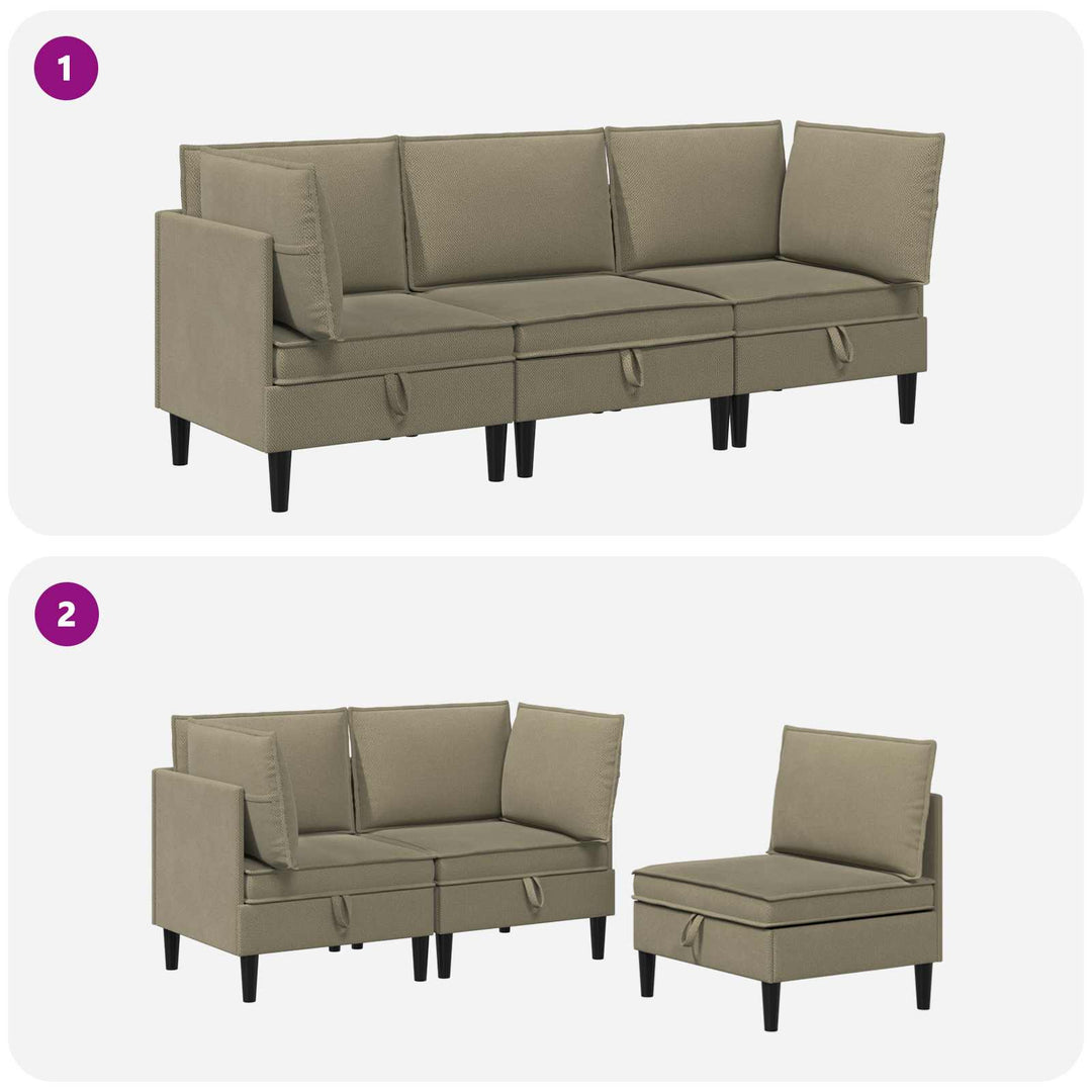 Möbelset För Vardagsrummet 3 Pcs Kaki Tyg