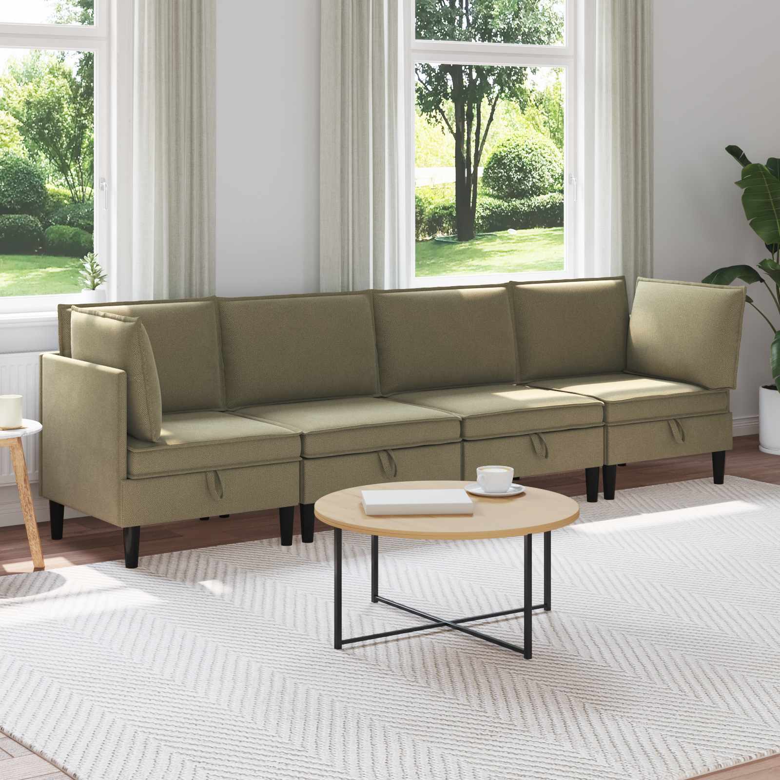 Möbelset För Vardagsrummet 4 Pcs Kaki Tyg