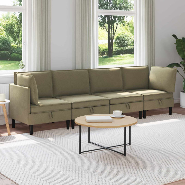 Möbelset För Vardagsrummet 4 Pcs Kaki Tyg