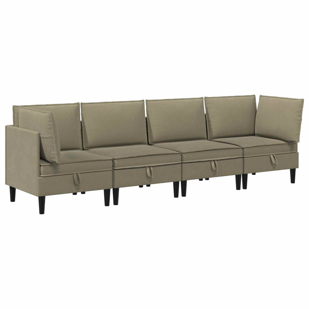 Möbelset För Vardagsrummet 4 Pcs Kaki Tyg