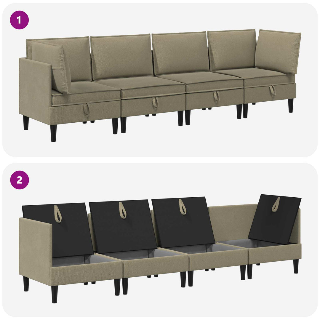 Möbelset För Vardagsrummet 4 Pcs Kaki Tyg