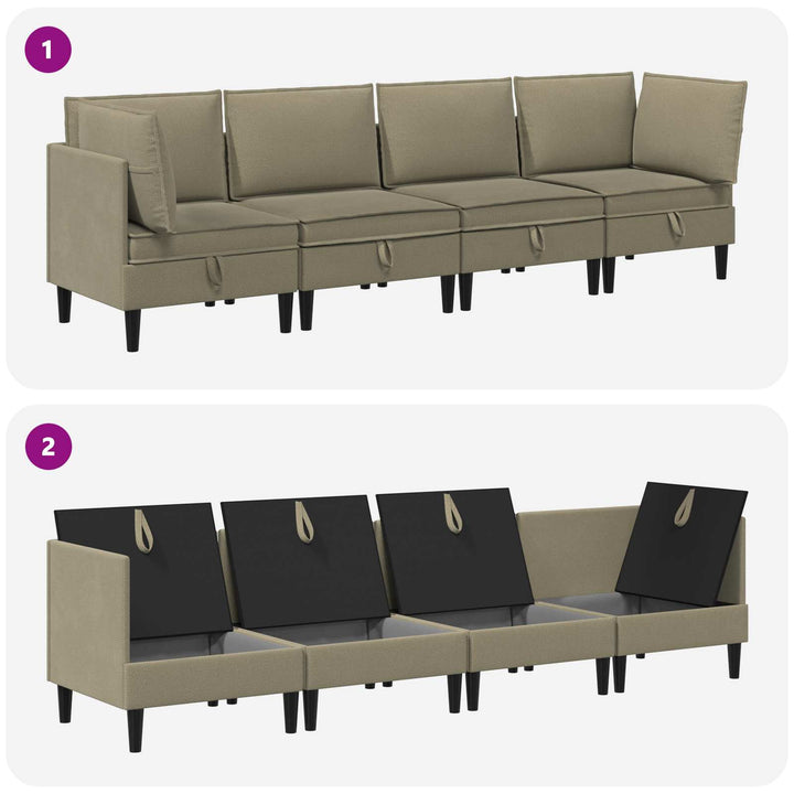 Möbelset För Vardagsrummet 4 Pcs Kaki Tyg