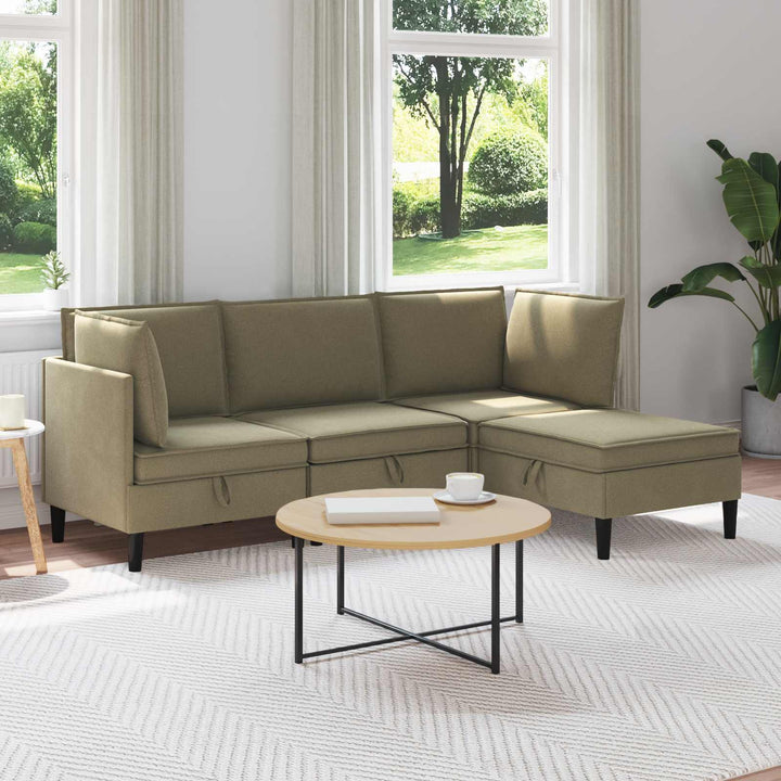 Möbelset För Vardagsrummet 4 Pcs Kaki Tyg