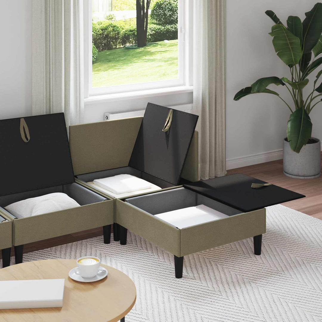 Möbelset För Vardagsrummet 4 Pcs Kaki Tyg