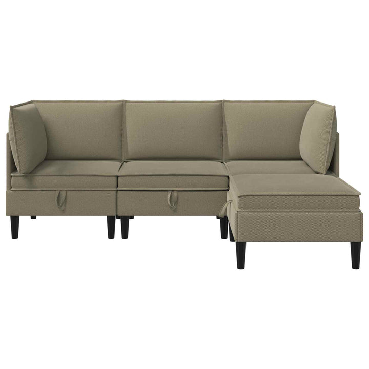 Möbelset För Vardagsrummet 4 Pcs Kaki Tyg
