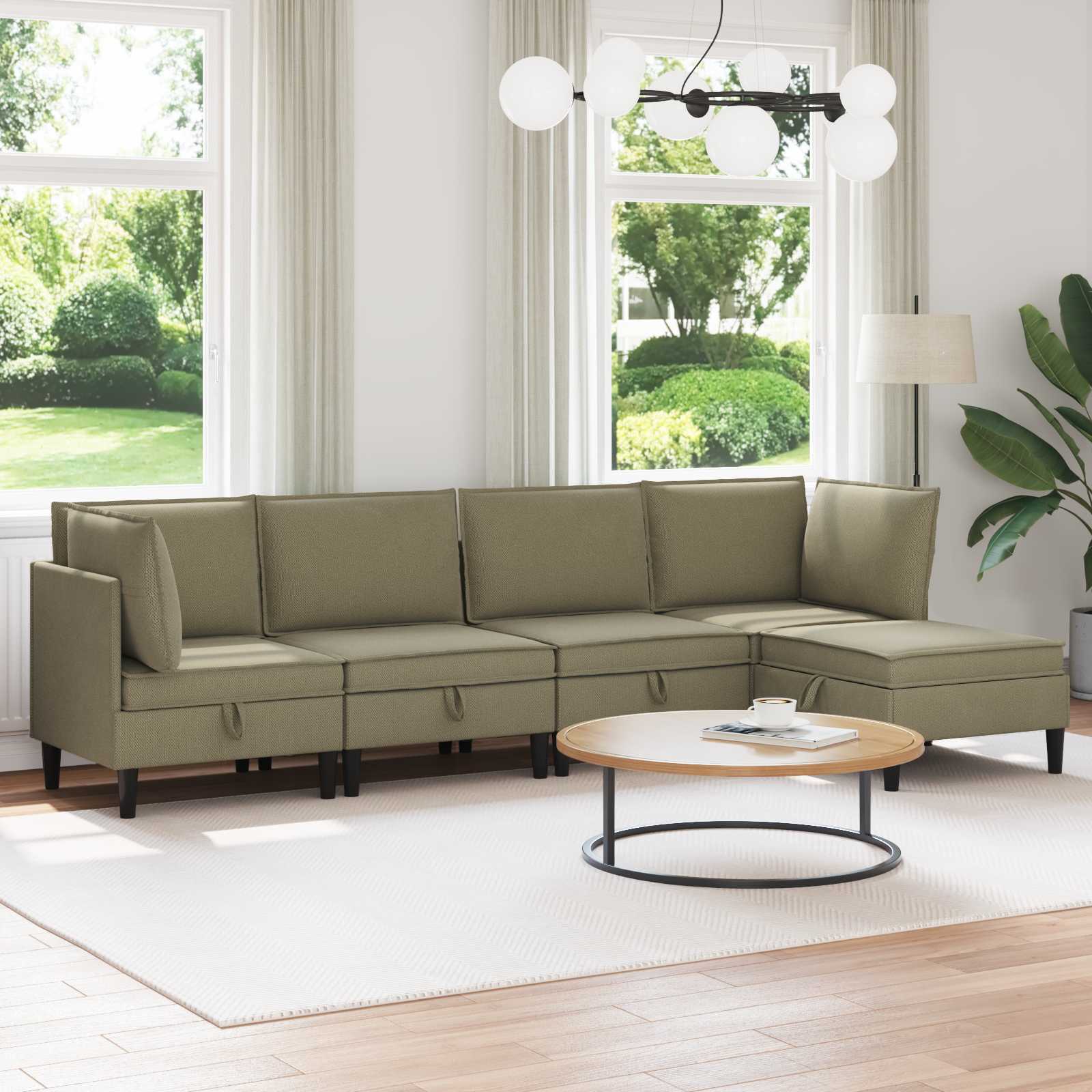 Möbelset För Vardagsrummet 5 Pcs Kaki Tyg