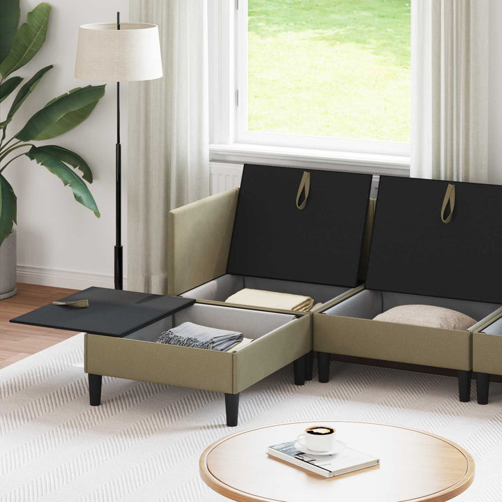 Möbelset För Vardagsrummet 5 Pcs Kaki Tyg