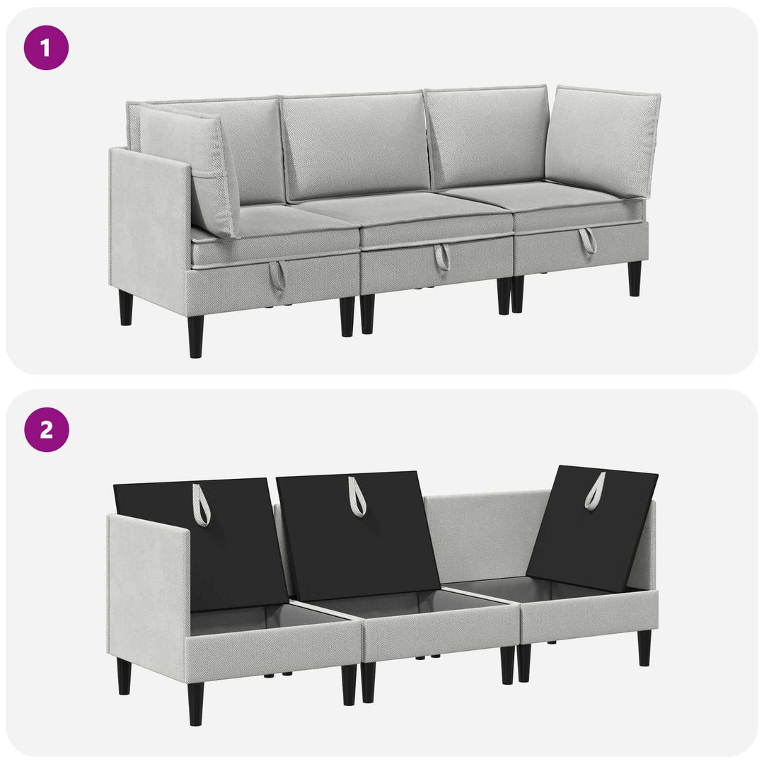Möbelset För Vardagsrummet 3 Pcs Ljusgrå Tyg