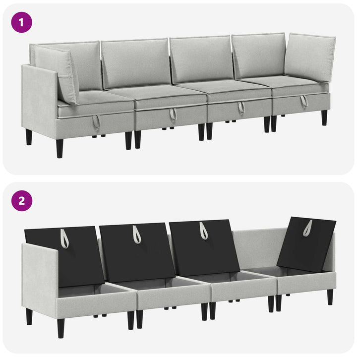 Möbelset För Vardagsrummet 4 Pcs Ljusgrå Tyg