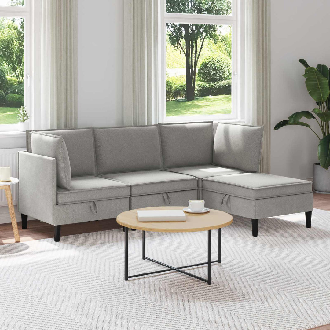 Möbelset För Vardagsrummet 4 Pcs Ljusgrå Tyg