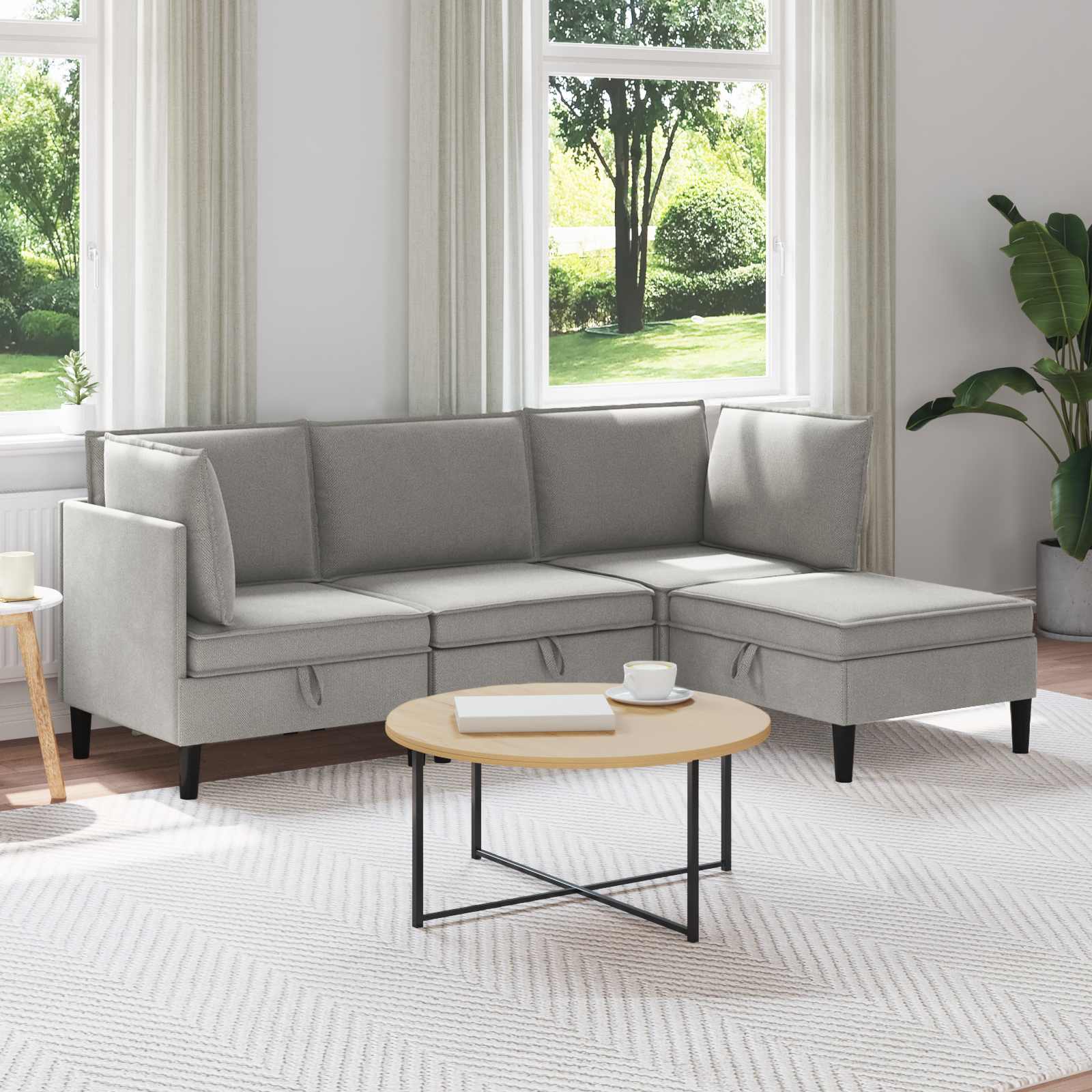 Möbelset För Vardagsrummet 4 Pcs Ljusgrå Tyg