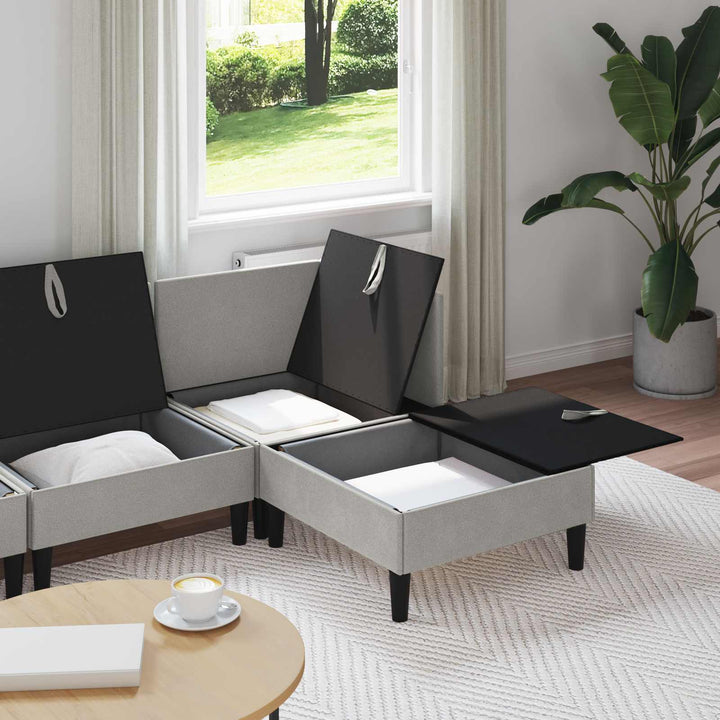 Möbelset För Vardagsrummet 4 Pcs Ljusgrå Tyg