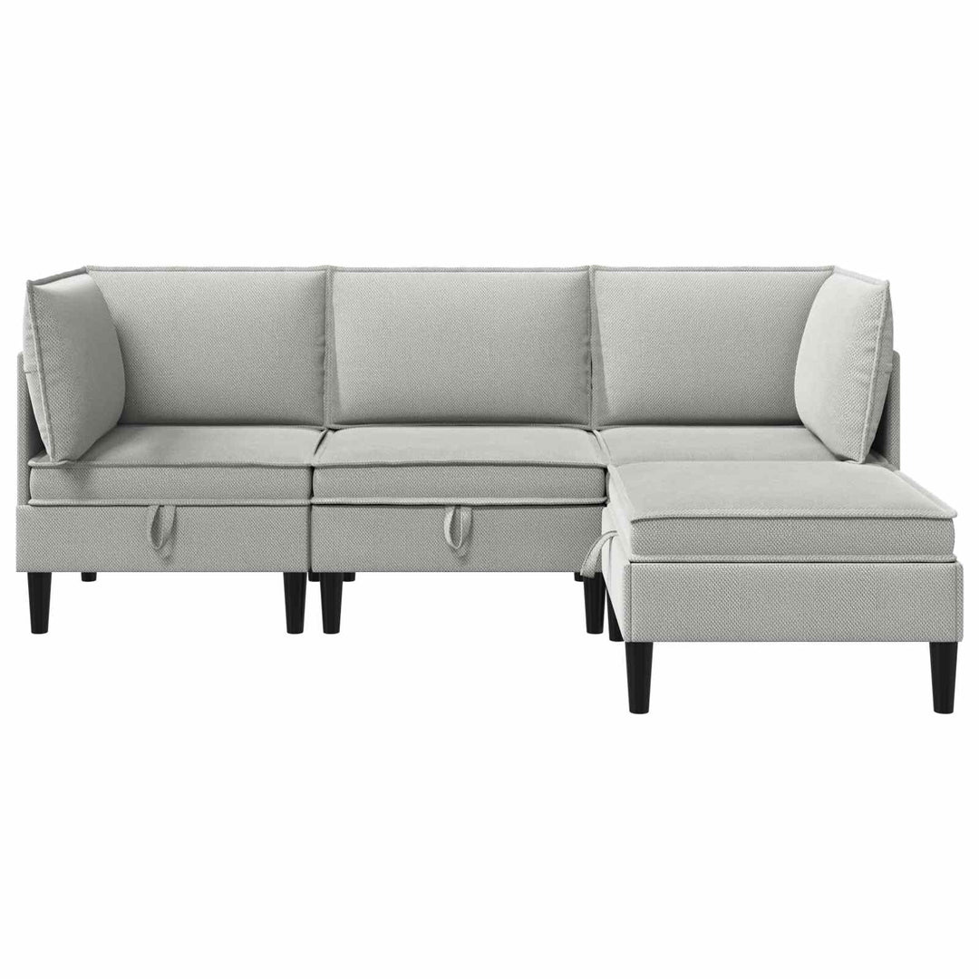Möbelset För Vardagsrummet 4 Pcs Ljusgrå Tyg