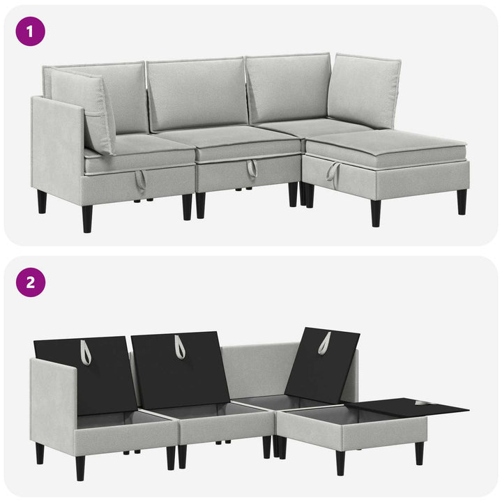 Möbelset För Vardagsrummet 4 Pcs Ljusgrå Tyg