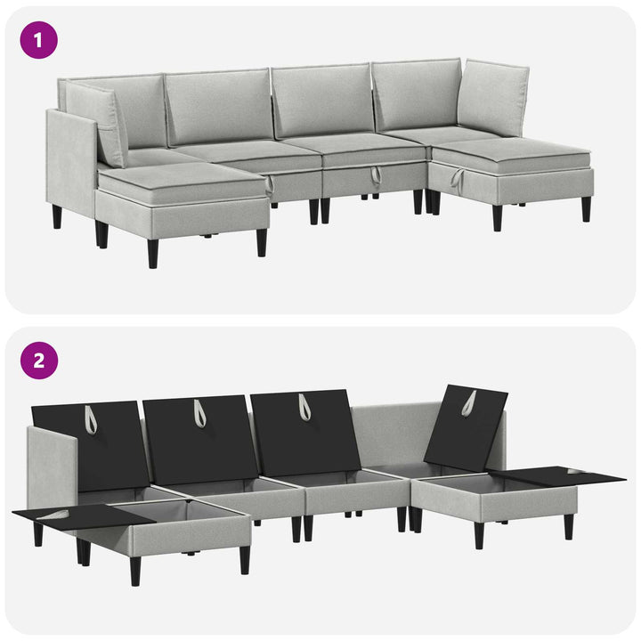 Möbelset För Vardagsrummet 6 Pcs Ljusgrå Tyg