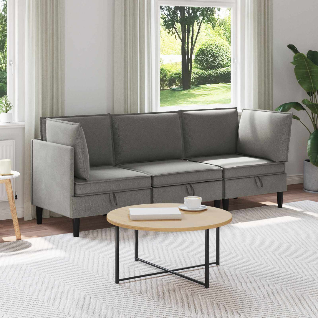 Möbelset För Vardagsrummet 3 Pcs Mörkgrå Tyg