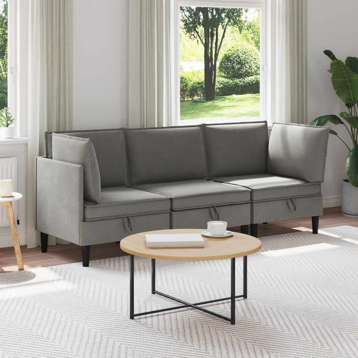 Möbelset För Vardagsrummet 3 Pcs Mörkgrå Tyg