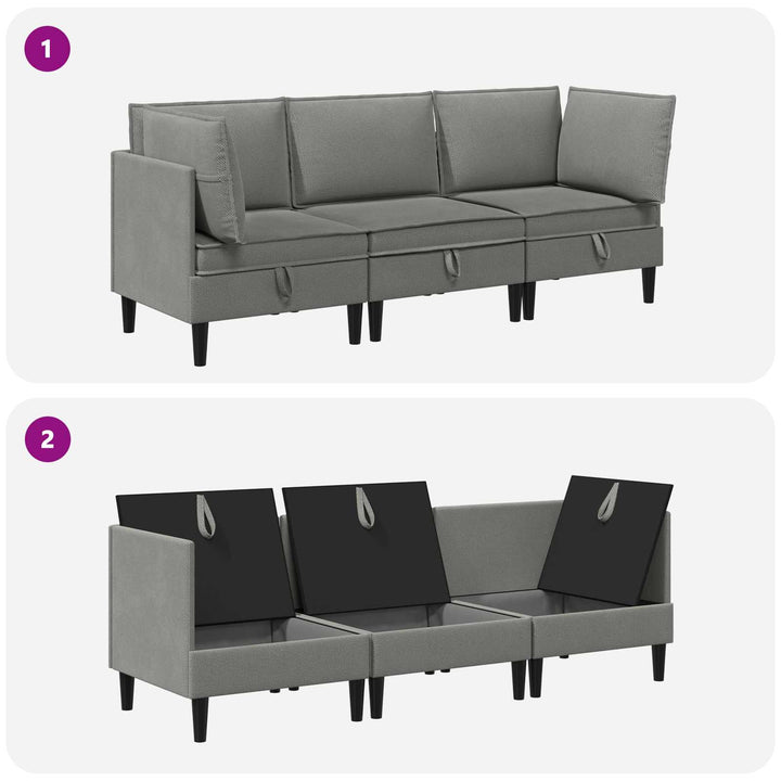Möbelset För Vardagsrummet 3 Pcs Mörkgrå Tyg