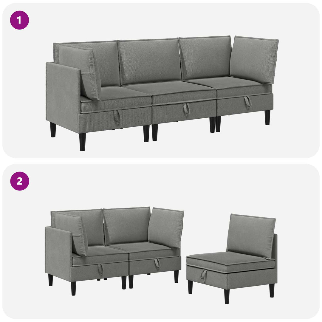 Möbelset För Vardagsrummet 3 Pcs Mörkgrå Tyg