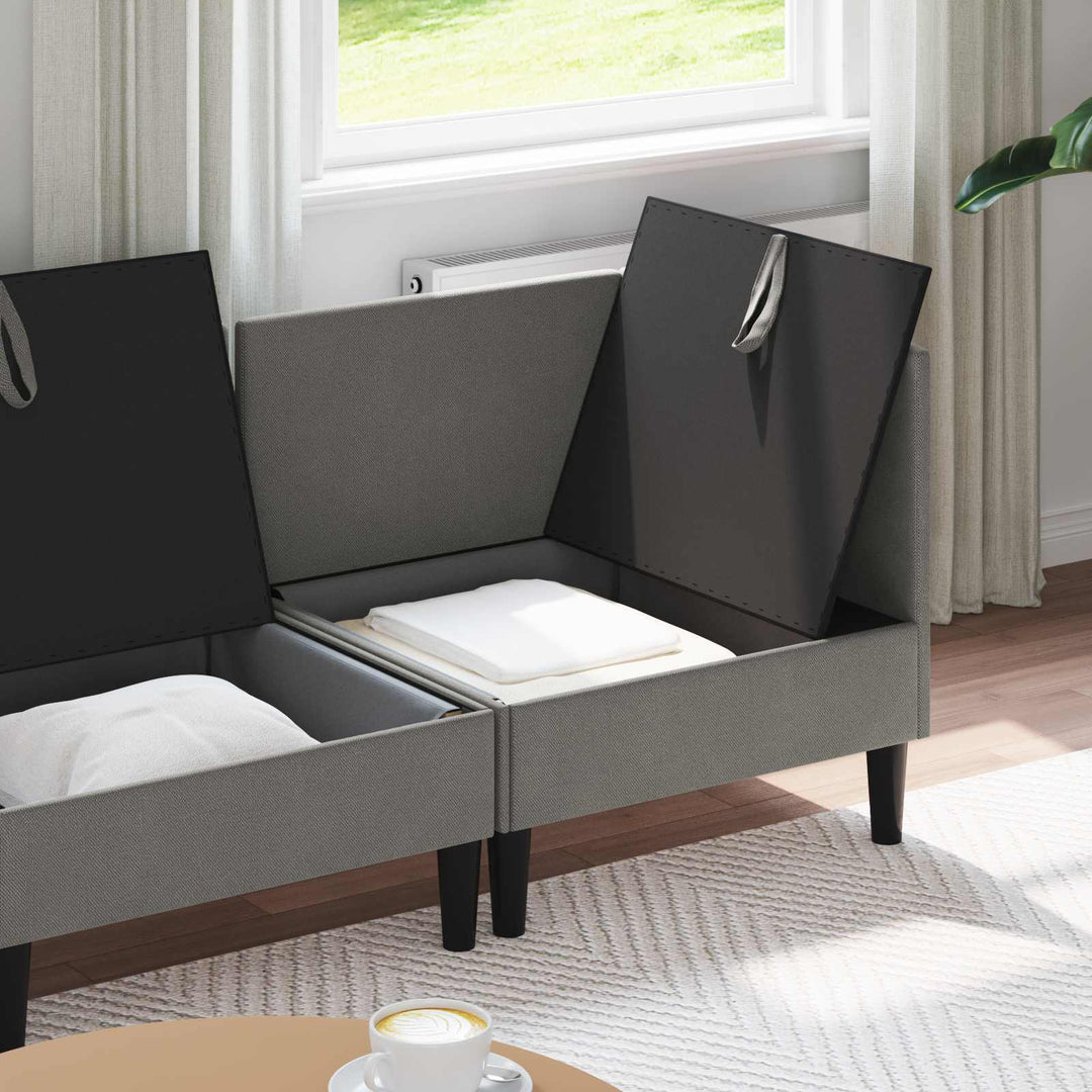 Möbelset För Vardagsrummet 4 Pcs Mörkgrå Tyg